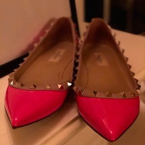 Valentino Rockstud Pink Patent Ballerina 40